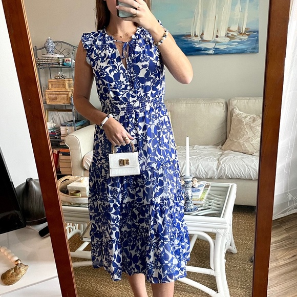Kian Floral Pisces Smocked Midi Dress - Picture 1 of 5